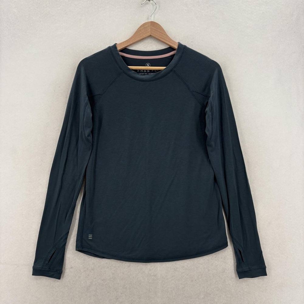 Free Fly Bamboo Long Sleeve Shirt Womens S Navy Blue Lightweight Sun Hike Top